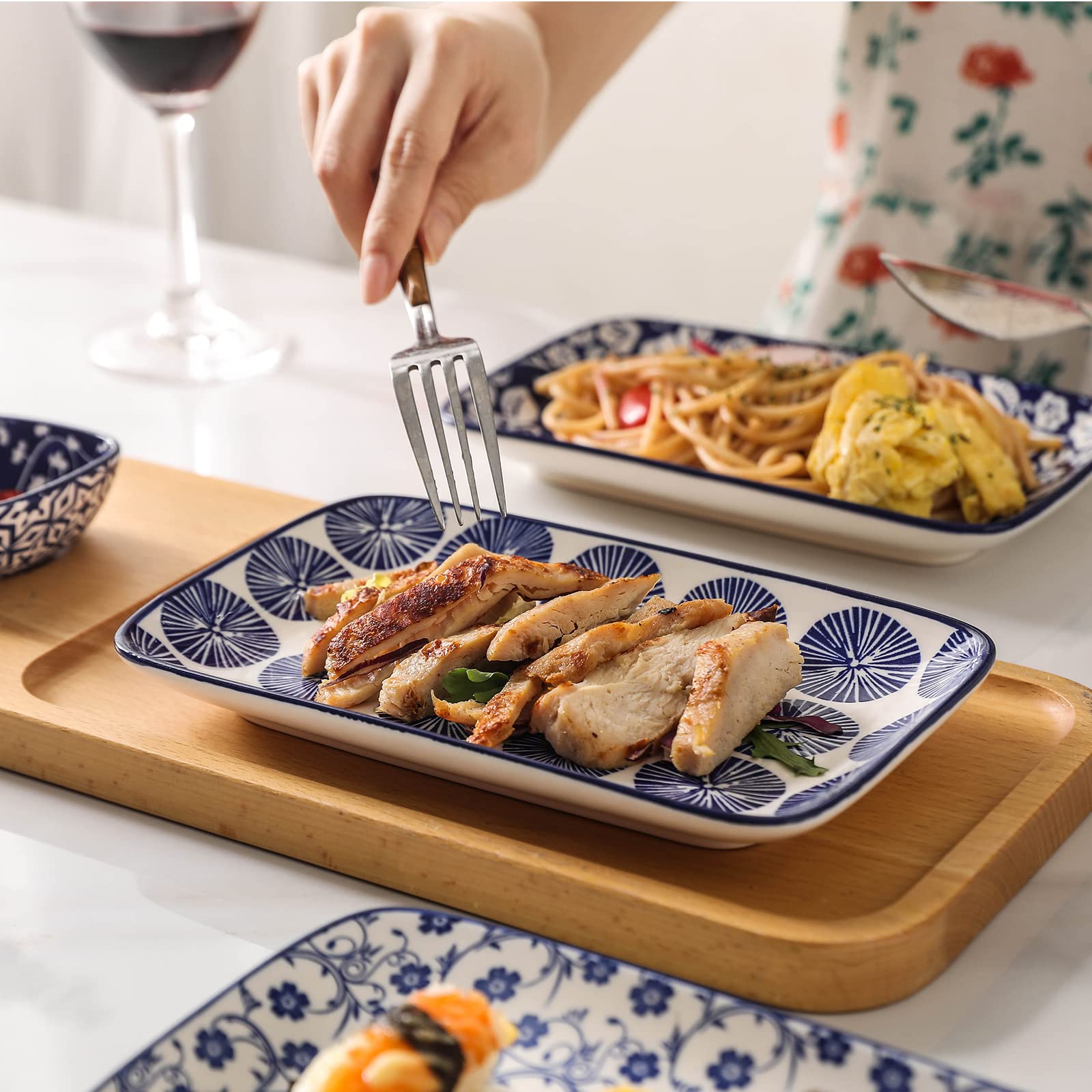 Selamica Ceramic 8 inch Rectangular Salad Plates, Dinner Plates